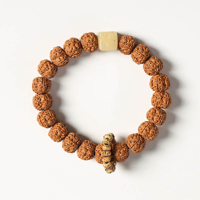 Bracelet porte-bonheur Foviel avec perle Dzi à trois yeux en graine de Bodhi et main de Bouddha pour la richesse