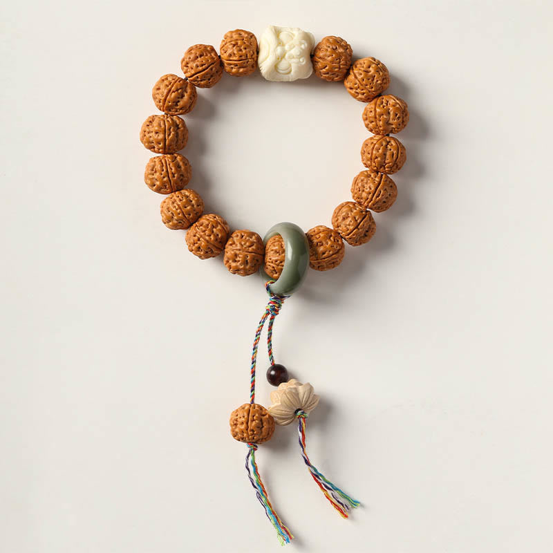 Bracelet porte-bonheur Foviel avec perle Dzi à trois yeux en graine de Bodhi et main de Bouddha pour la richesse