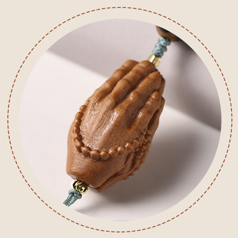 Bracelet porte-bonheur Foviel avec perle Dzi à trois yeux en graine de Bodhi et main de Bouddha pour la richesse