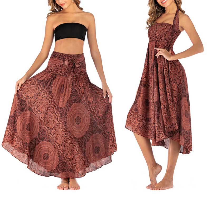 Buddha Stones Two Style Wear Boho Compass Rose Flower Skirt Dress - image 33