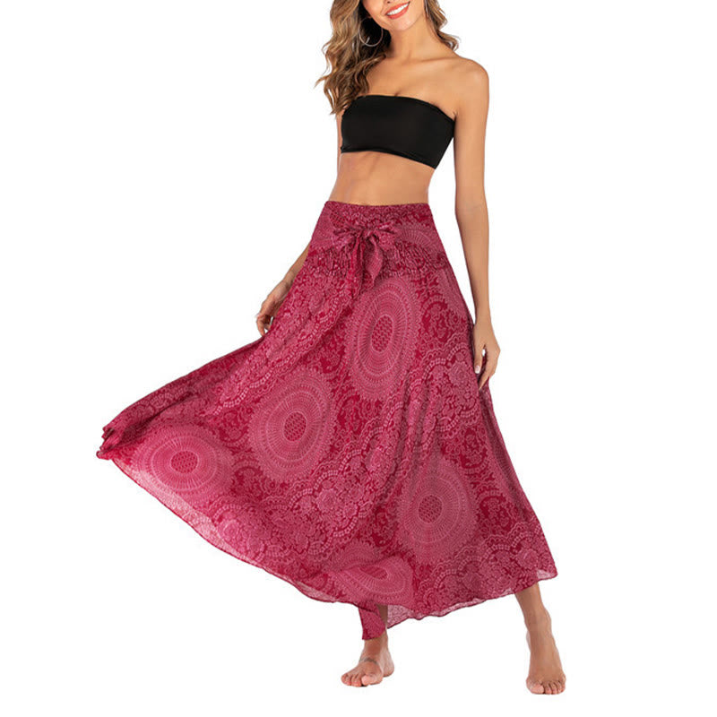 Buddha Stones Two Style Wear Boho Compass Rose Flower Skirt Dress - image 23