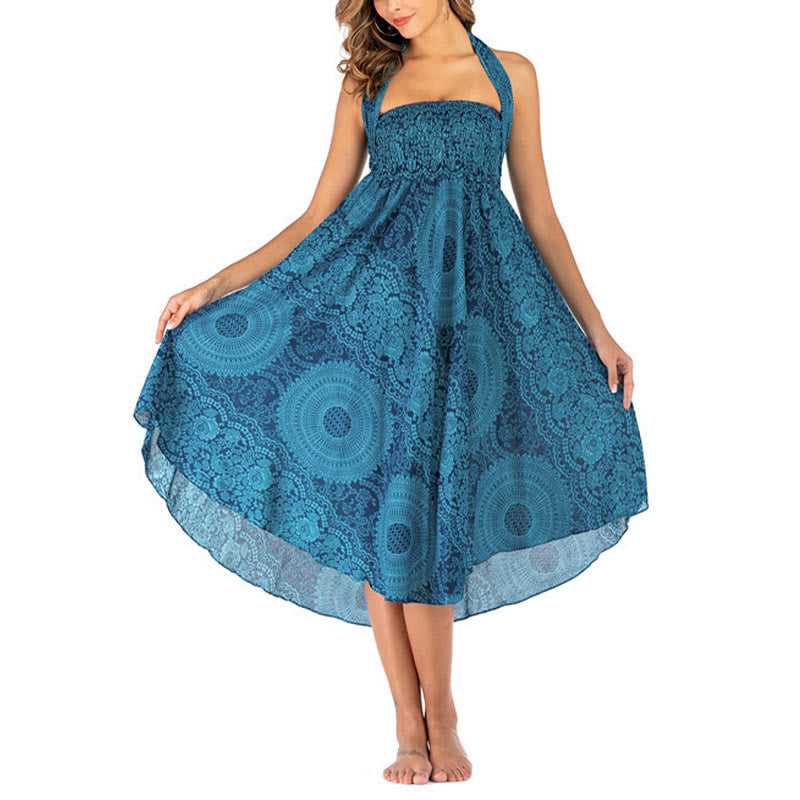 Buddha Stones Two Style Wear Boho Compass Rose Flower Skirt Dress - image 19