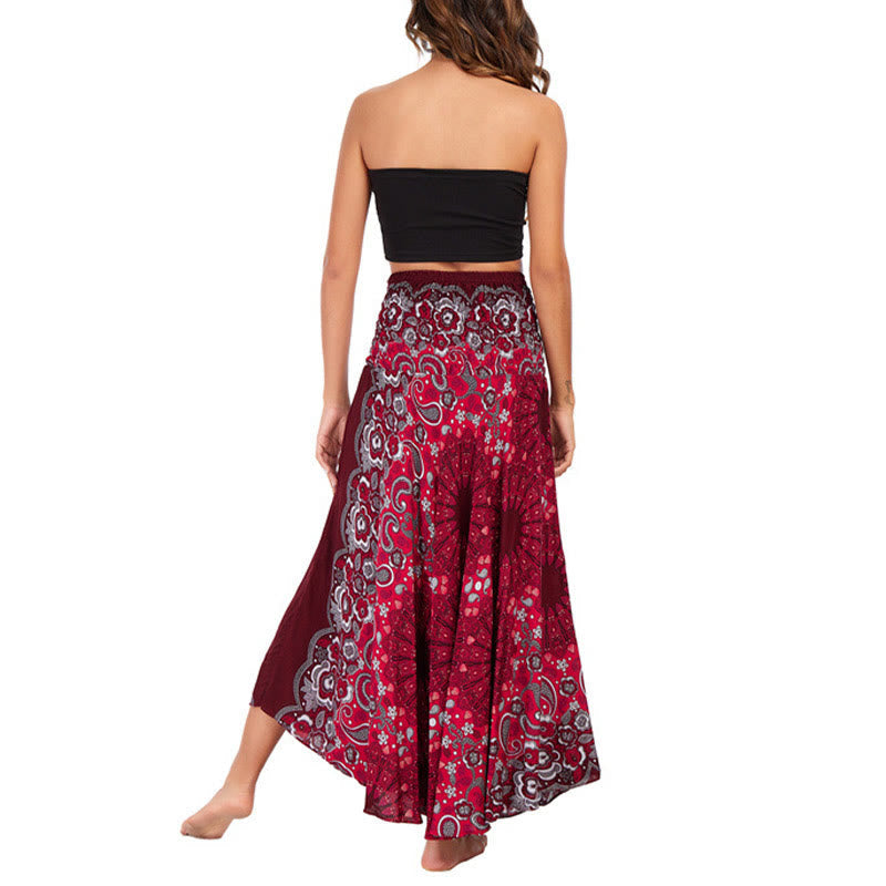 Robe style bohème Foviel deux façons de porter motif fleur mandala goutte d'eau à lacets