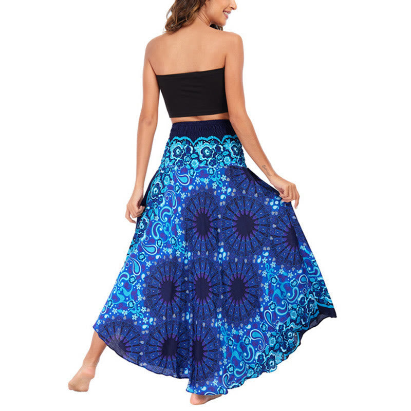 Robe style bohème Foviel deux façons de porter motif fleur mandala goutte d'eau à lacets
