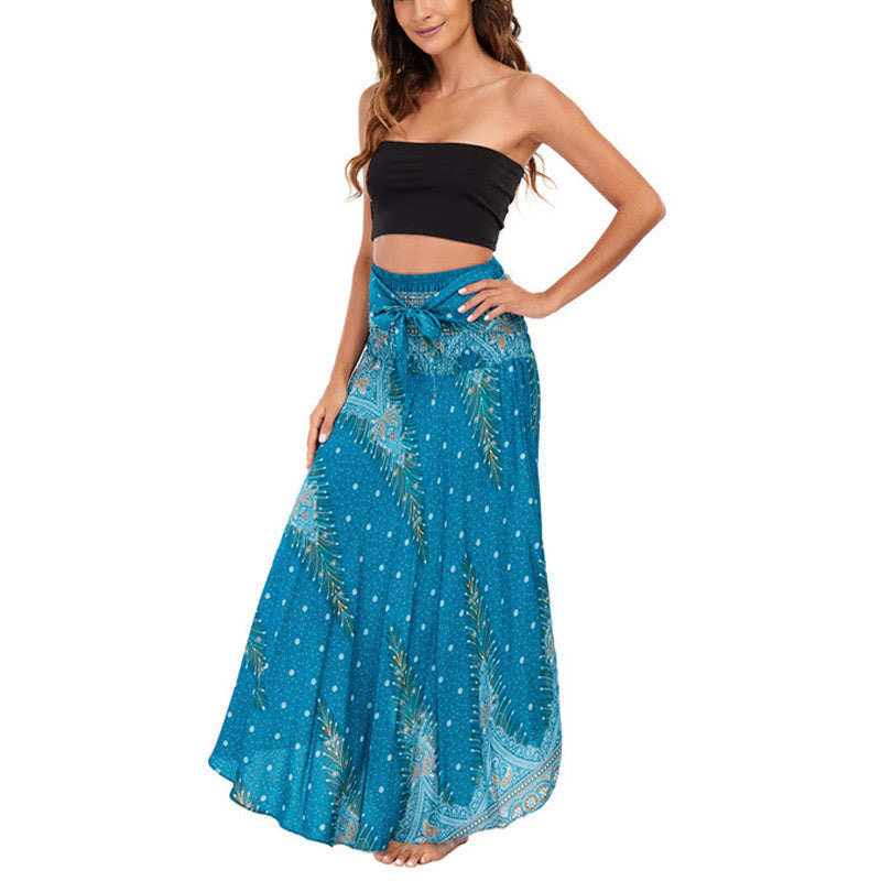 Foviel Zwei Stil tragen Boho Sommer Peacock Feather Schnürung Rock Kleid