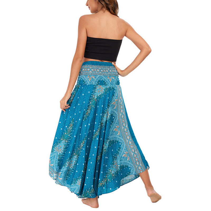 Foviel Zwei Stil tragen Boho Sommer Peacock Feather Schnürung Rock Kleid
