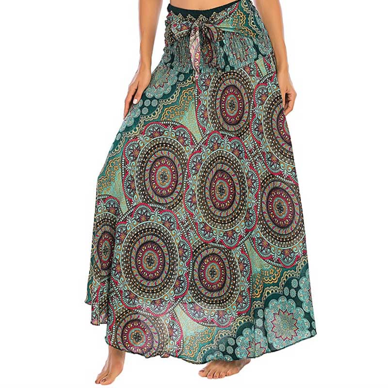 Robe jupe bohème à lacets motif fleur mandala style deux en un Foviel