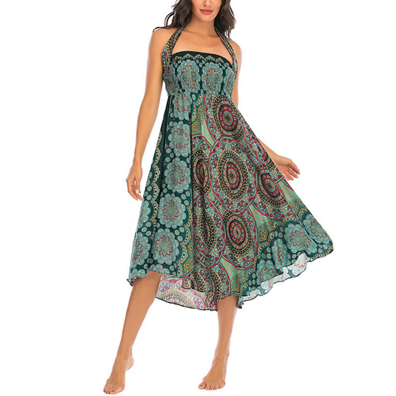 Robe jupe bohème à lacets motif fleur mandala style deux en un Foviel