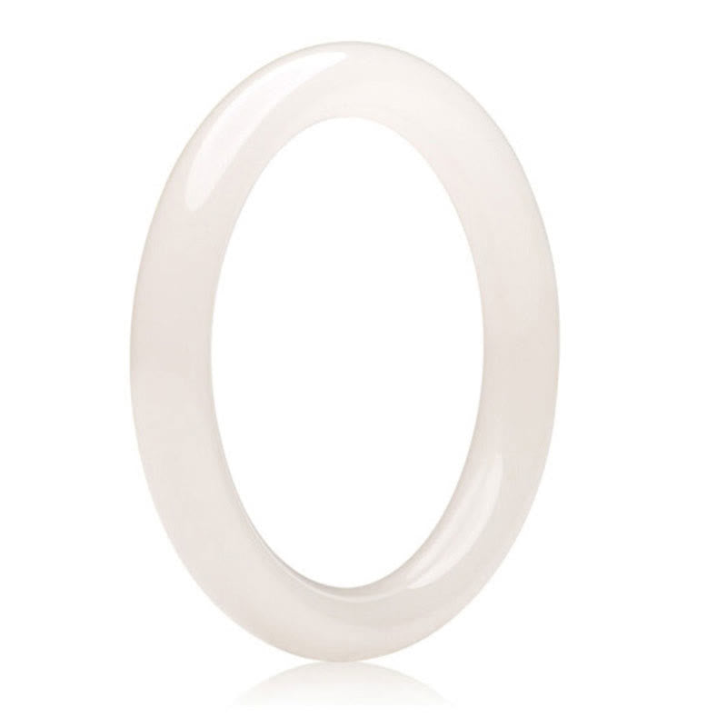 Bracelet jonc Foviel en jade naturel blanc et vert, symbole de chance et de prospérité