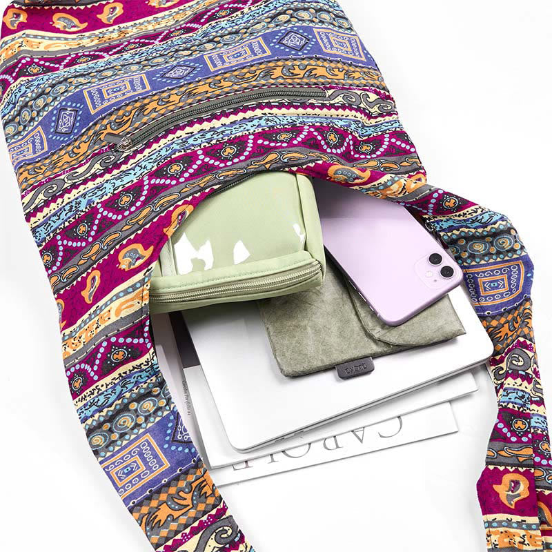 Foviel Colored Stripes Cotton Crossbody Bag Shoulder Bag