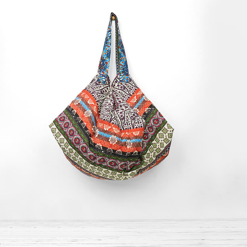 Sac à bandoulière en coton à motif rayures colorées Foviel