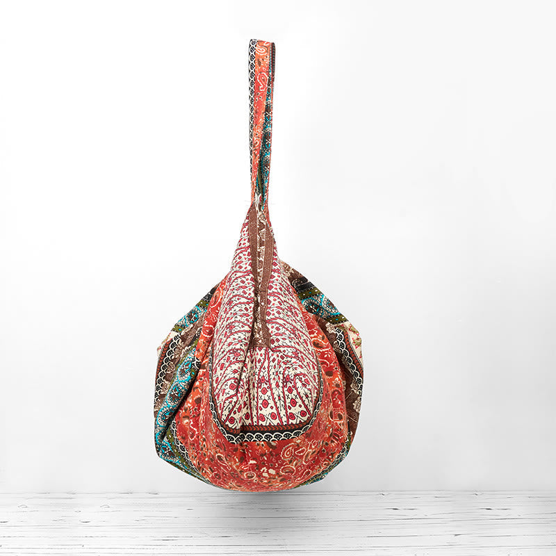 Sac à bandoulière en coton à motif rayures colorées Foviel