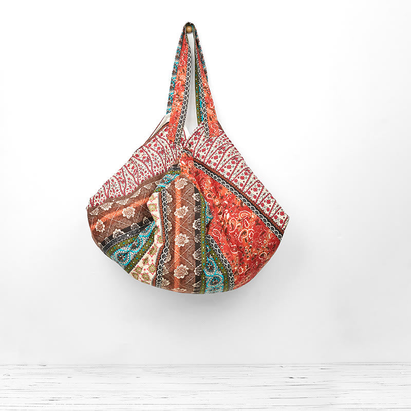 Sac à bandoulière en coton à motif rayures colorées Foviel
