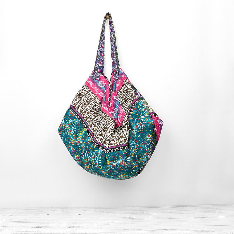 Sac à bandoulière en coton à motif rayures colorées Foviel