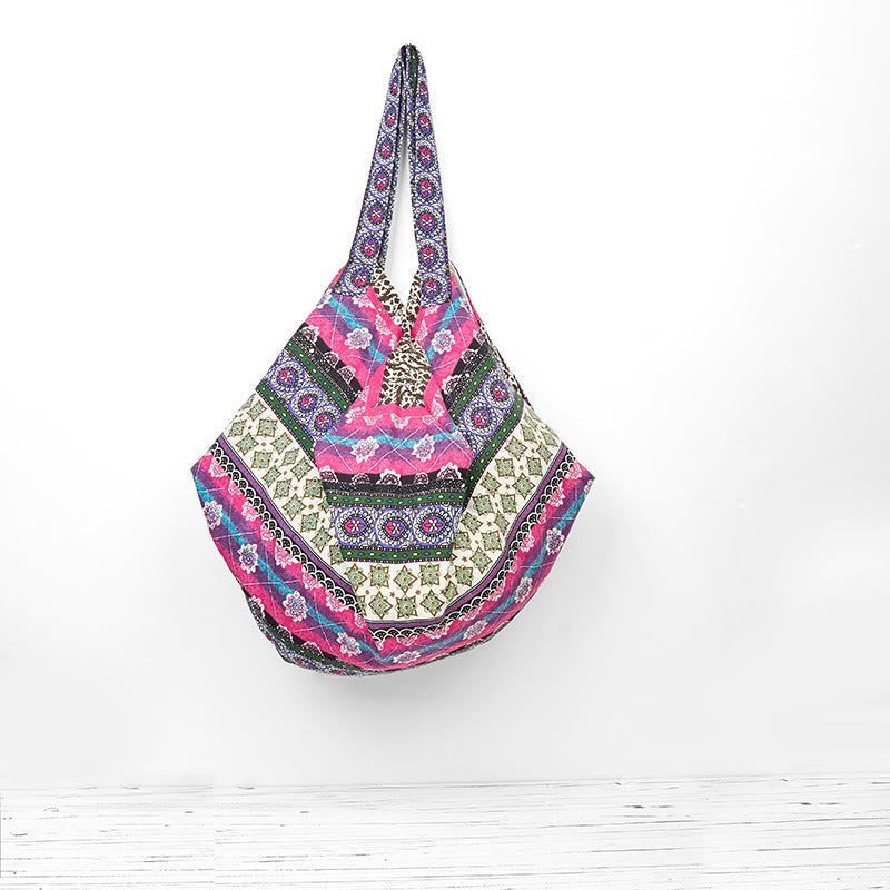 Sac à bandoulière en coton à motif rayures colorées Foviel