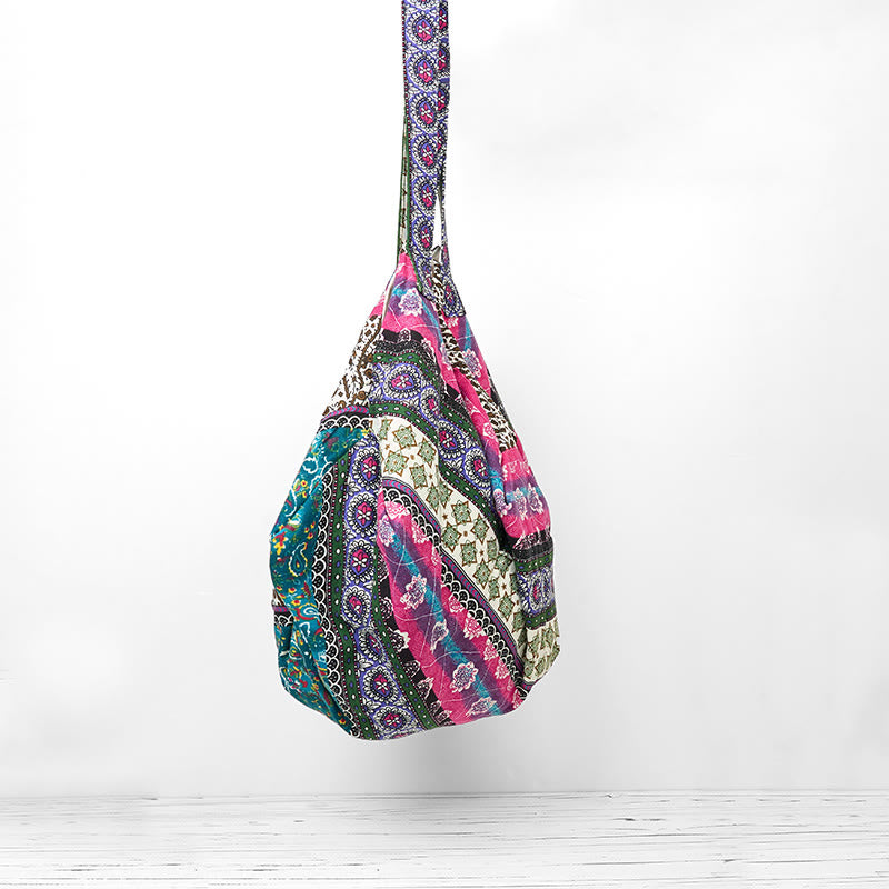 Sac à bandoulière en coton à motif rayures colorées Foviel