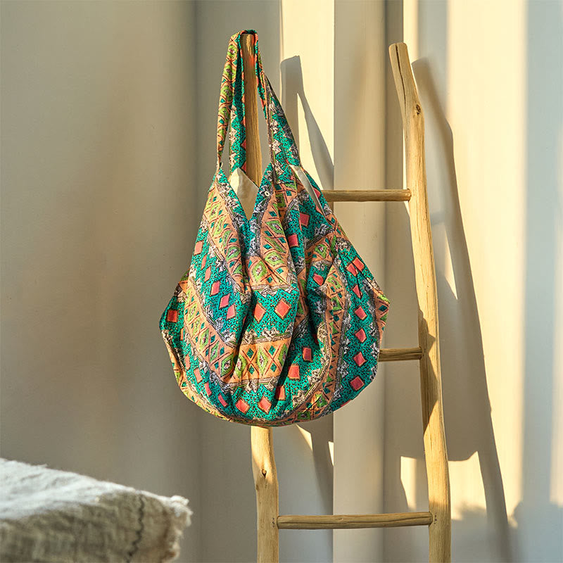 Sac à bandoulière en coton à motif rayures colorées Foviel