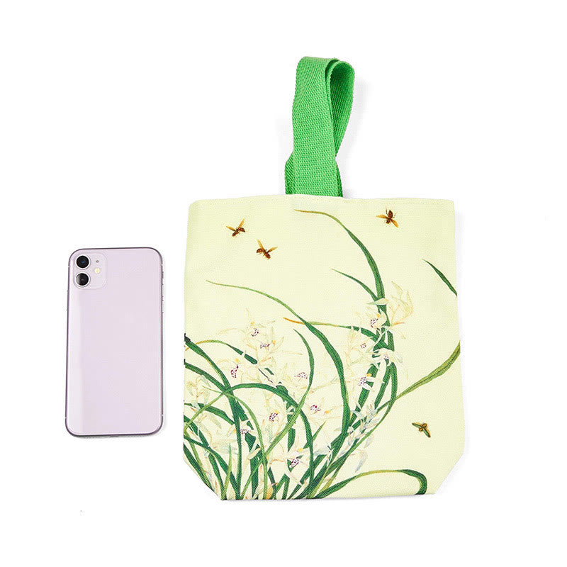 Buddha Stones Orchid Bee Canvas Handbag Handbags BS 3