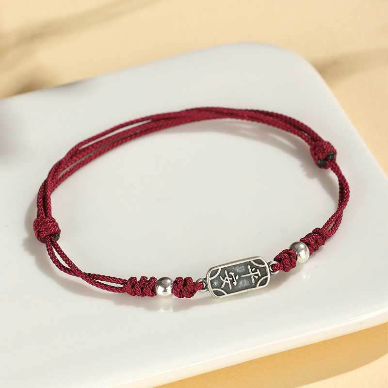 Bracelet tressé Foviel fait main en argent sterling 925, symbole de paix, de joie et de protection