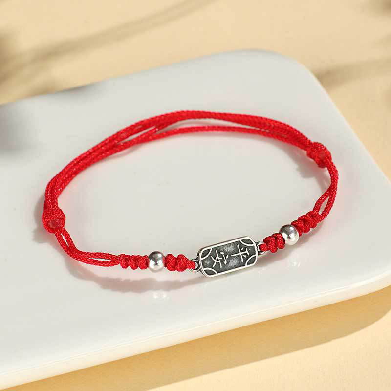 Bracelet tressé Foviel fait main en argent sterling 925, symbole de paix, de joie et de protection