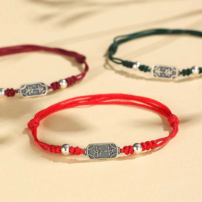 Bracelet tressé Foviel fait main en argent sterling 925, symbole de paix, de joie et de protection