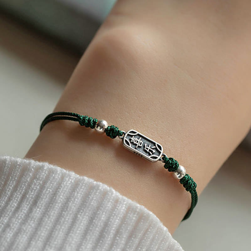 Bracelet tressé Foviel fait main en argent sterling 925, symbole de paix, de joie et de protection