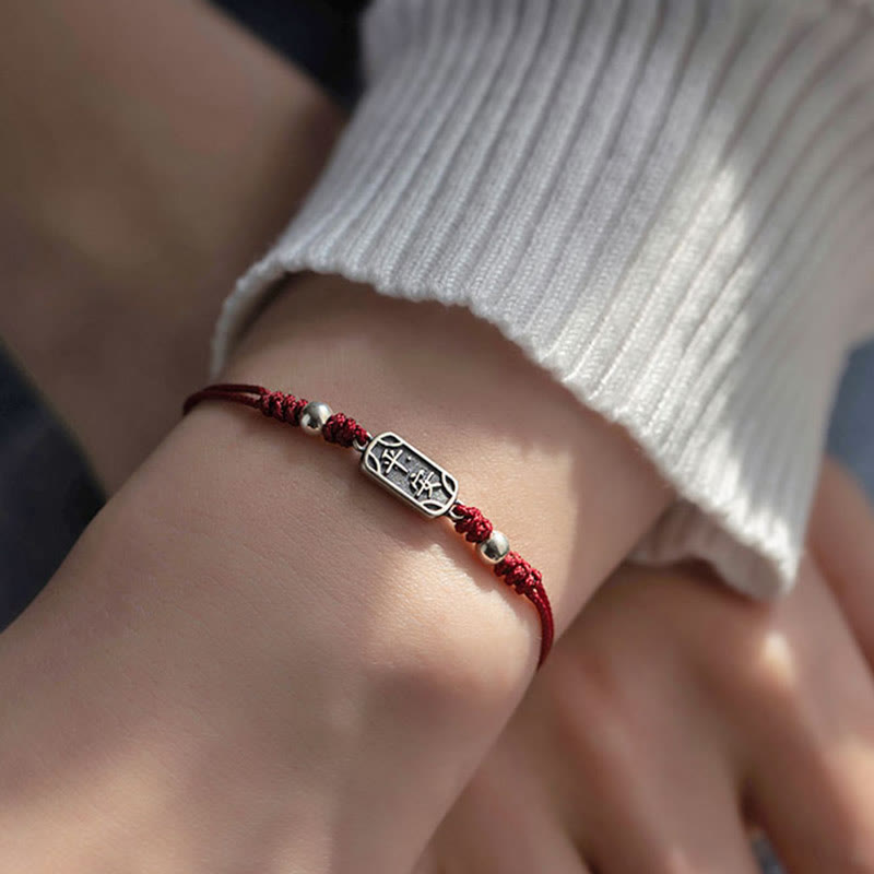 Bracelet tressé Foviel fait main en argent sterling 925, symbole de paix, de joie et de protection