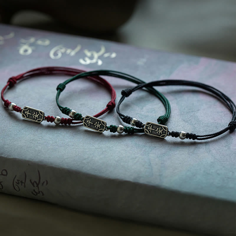 Bracelet tressé Foviel fait main en argent sterling 925, symbole de paix, de joie et de protection