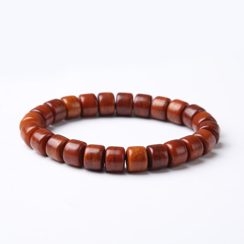 Bracelet de force Foviel en os tibétain, perle Dzi à trois yeux, corne de mouton et agate rouge