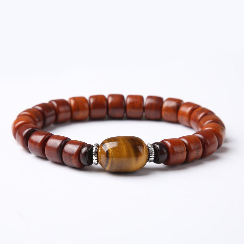 Bracelet de force Foviel en os tibétain, perle Dzi à trois yeux, corne de mouton et agate rouge