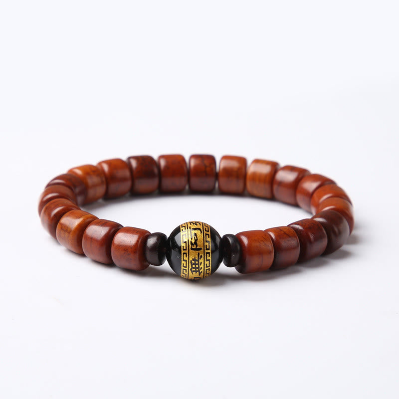 Bracelet de force Foviel en os tibétain, perle Dzi à trois yeux, corne de mouton et agate rouge