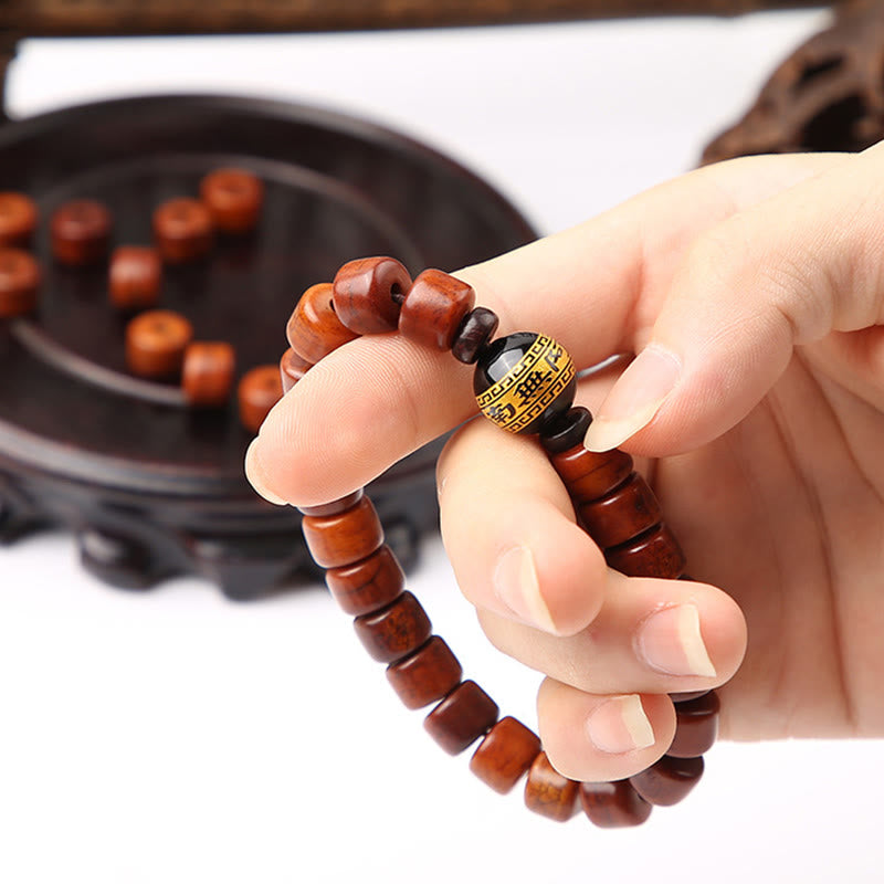 Bracelet de force Foviel en os tibétain, perle Dzi à trois yeux, corne de mouton et agate rouge