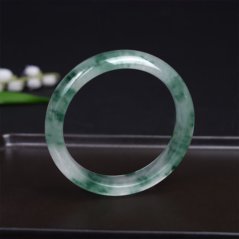 Foviel Natürliche Jade schwimmende Blume Glück Armband-Armreif