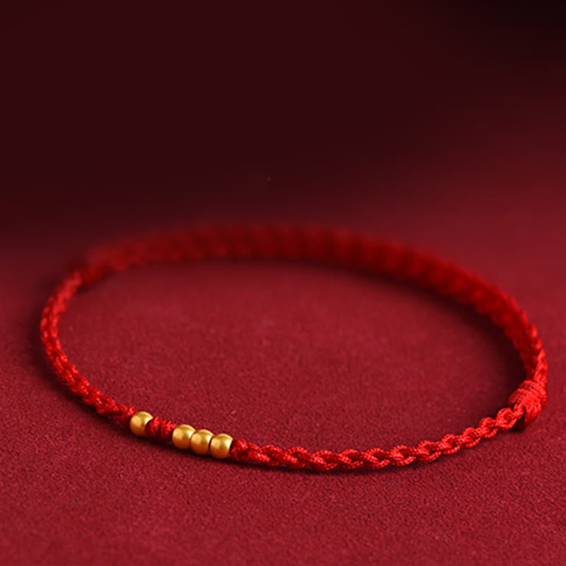Foviel 999 Gold Beads Luck Braided Protection Couple Bracelet
