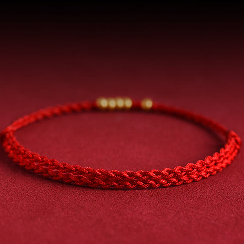 Bracelet de protection tressé pour couple, perles en or 999 Foviel, porte-bonheur