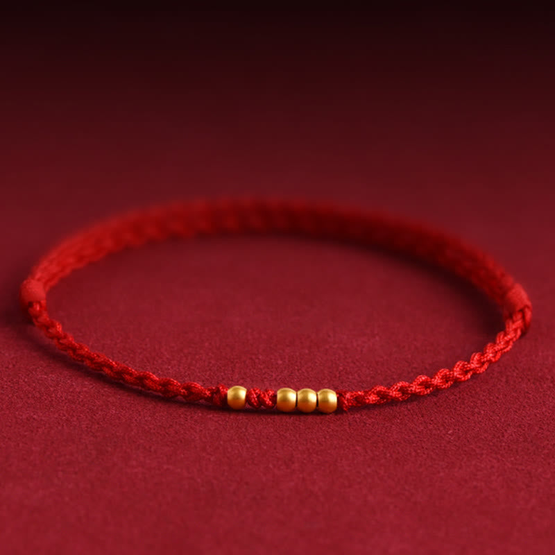 Foviel 999 Gold Beads Luck Braided Protection Couple Bracelet