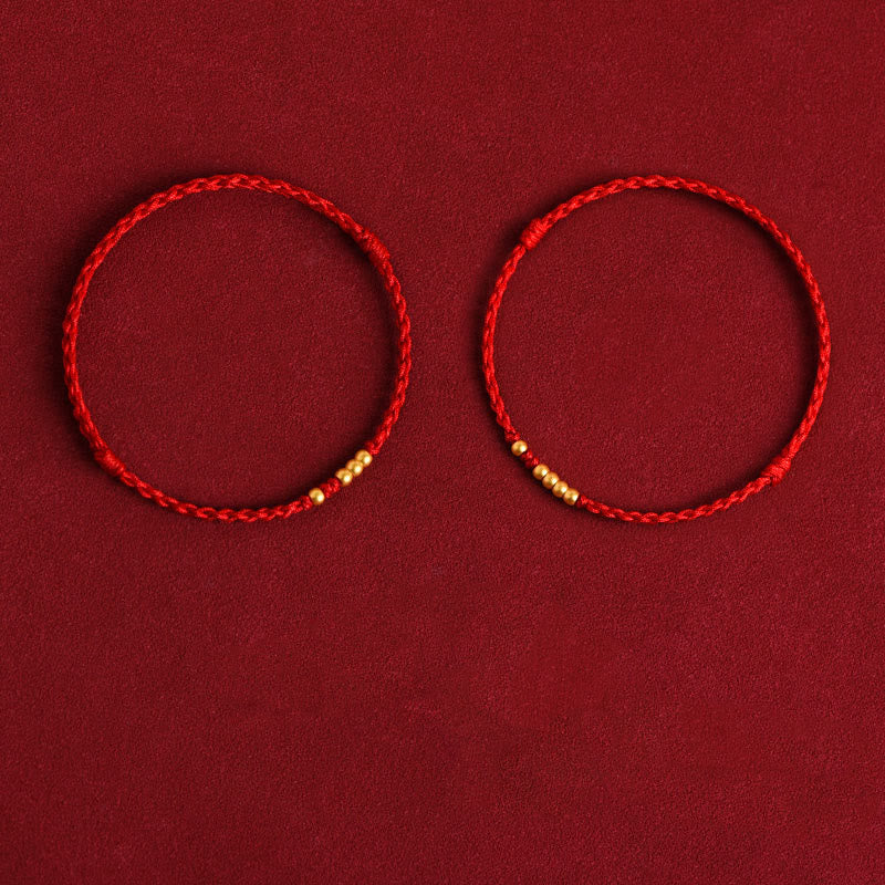 Bracelet de protection tressé pour couple, perles en or 999 Foviel, porte-bonheur