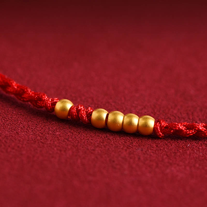 Bracelet de protection tressé pour couple, perles en or 999 Foviel, porte-bonheur