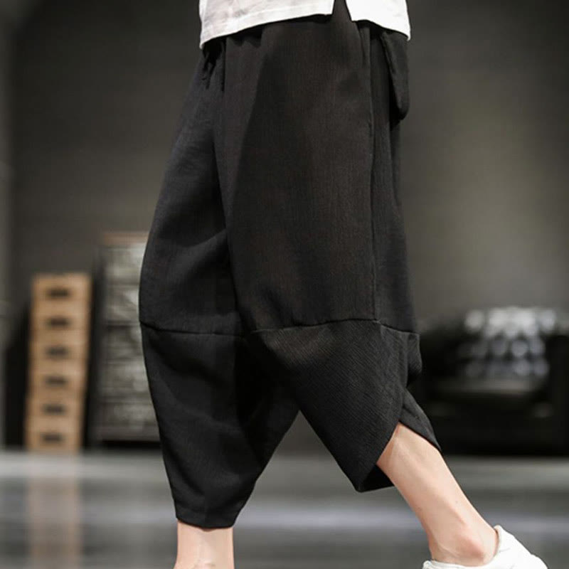 Buddha Stones Summer Solid Men's Cropped Pants With Pockets - Black - US/UK/AU46,EU56 (5XL) - image 23