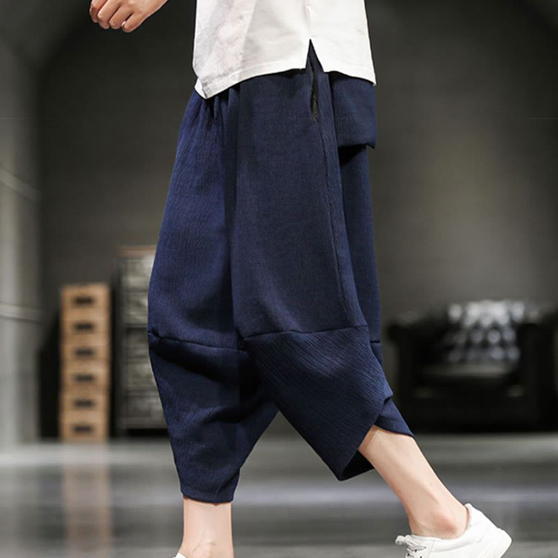 Buddha Stones Summer Solid Men's Cropped Pants With Pockets - SteelBlue - US/UK/AU46,EU56 (5XL) - image 15
