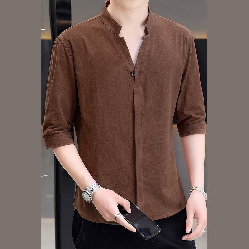 Buddha Stones Summer Men's Half Sleeve Button Cotton Shirt - Peru - US/UK/AU48,EU58 (6XL) - image 13