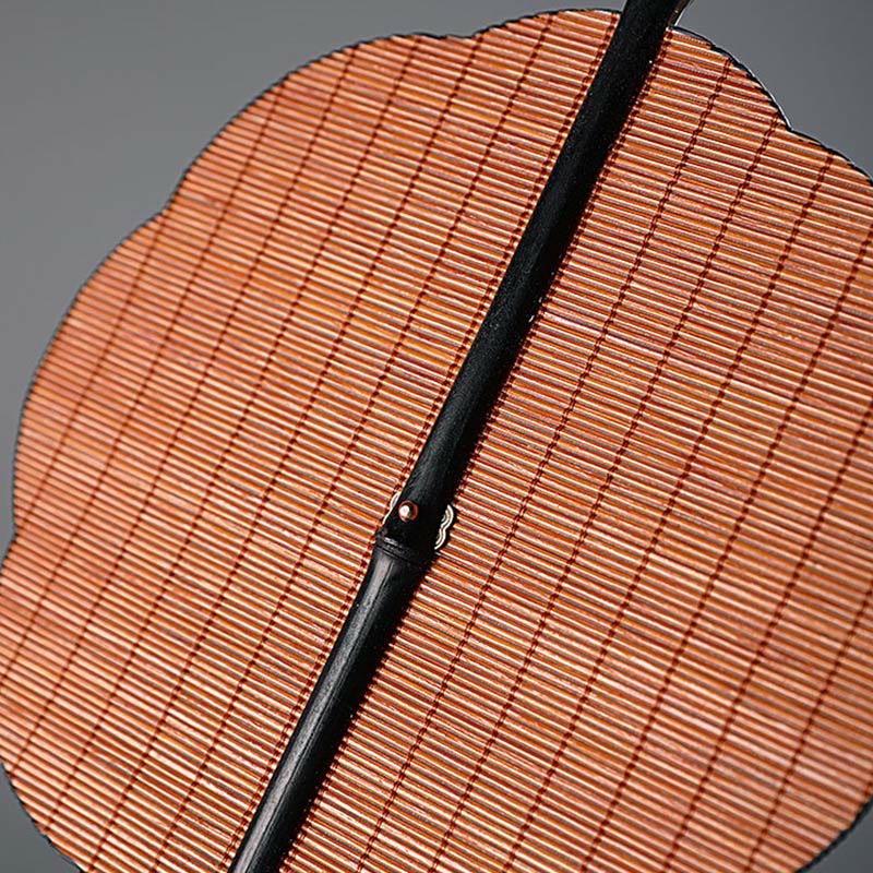Buddha Stones Chinese Style Handmade Bamboo Long Handle Portable Curlable Fan Fan BS 4