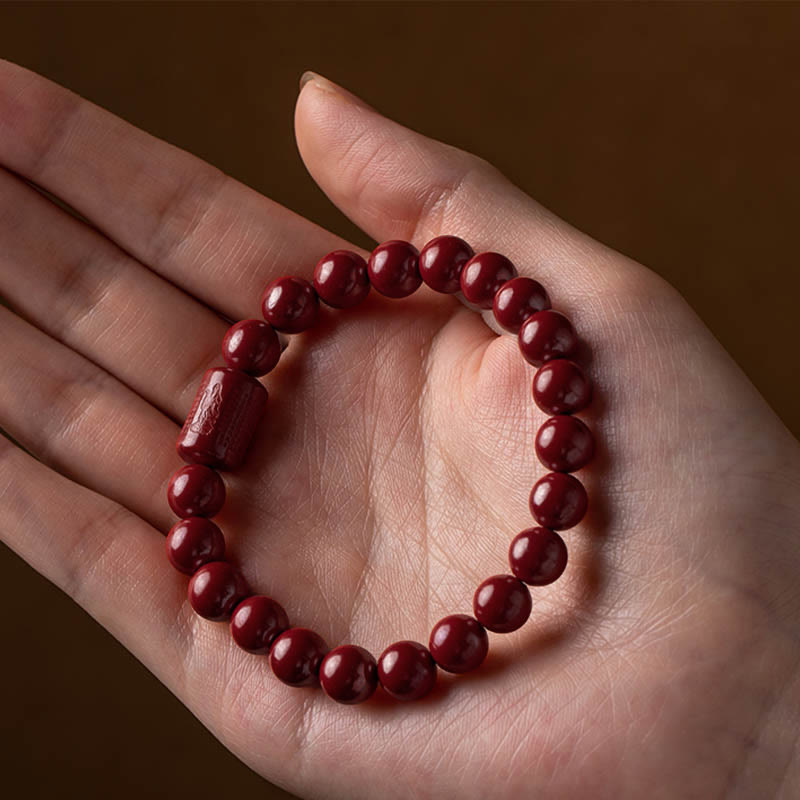 Foviel Natürliche Zinnober Herz Sutra Segen Armband