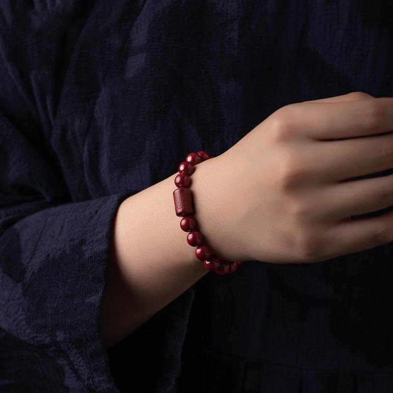 Foviel Natürliche Zinnober Herz Sutra Segen Armband