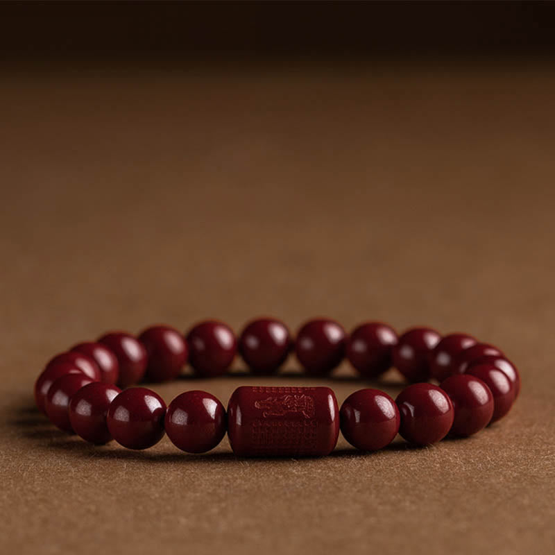 Foviel Natürliche Zinnober Herz Sutra Segen Armband