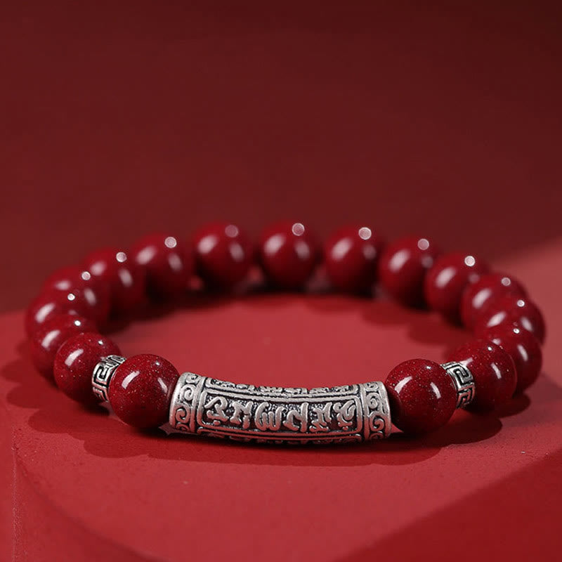 Foviel Cinnabar 999 Sterling Silver Six True Words Blessing Bracelet