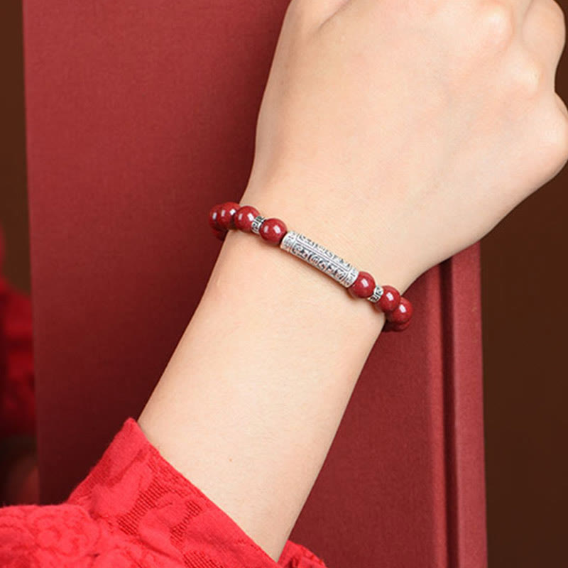 Foviel Zinnober 999 Sterling Silber Sechs wahre Worte Segen Armband