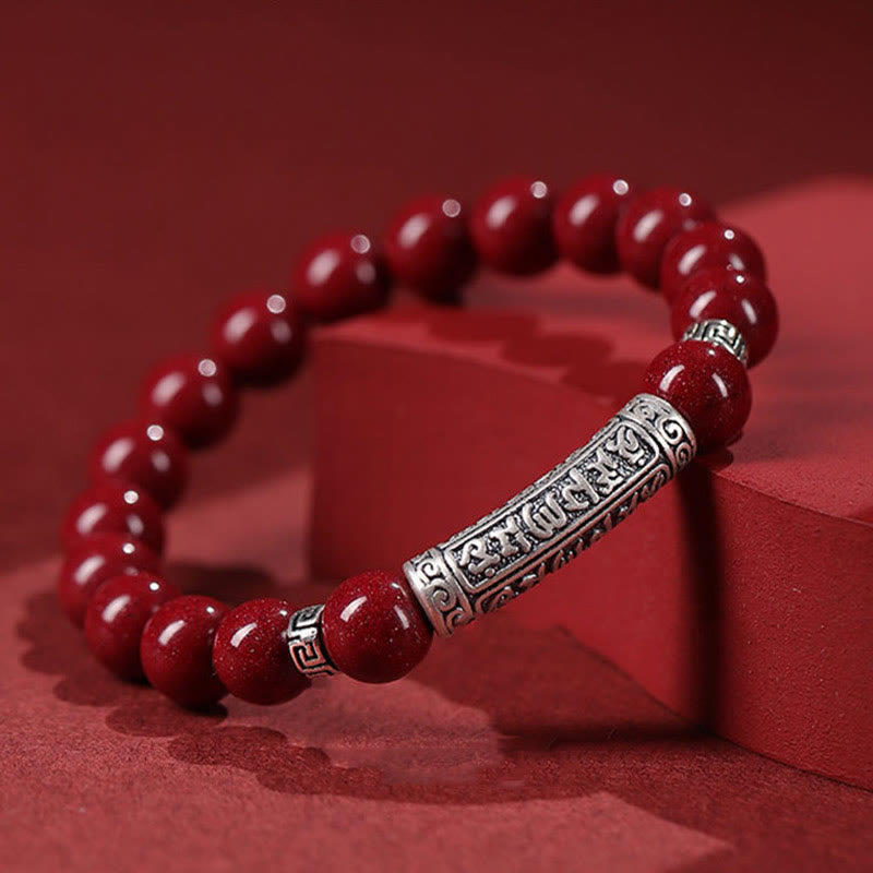 Foviel Zinnober 999 Sterling Silber Sechs wahre Worte Segen Armband