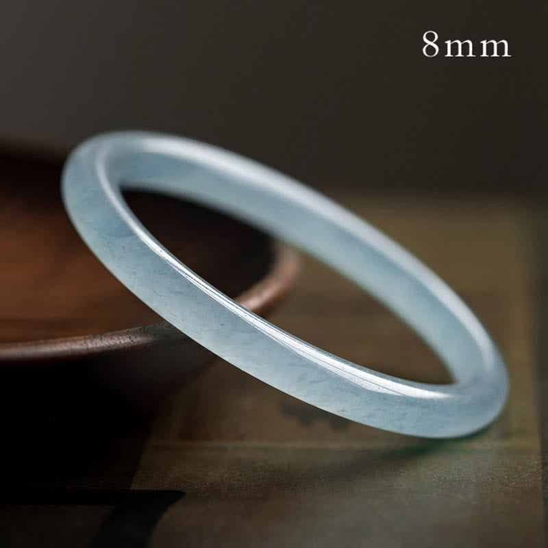 Buddha Stones Natural Aquamarine Serenity Bangle Bracelet - 8mm - 64-65mm - image 9
