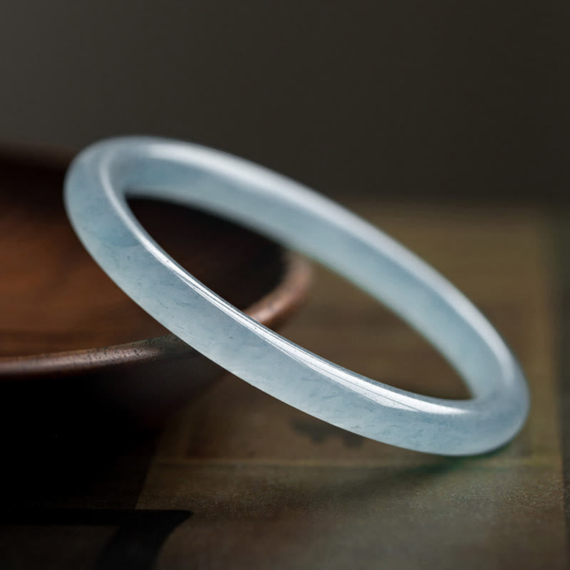 Buddha Stones Natural Aquamarine Serenity Bangle Bracelet - image 0